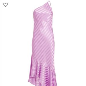 One shoulder shadow stripe ruffle dress